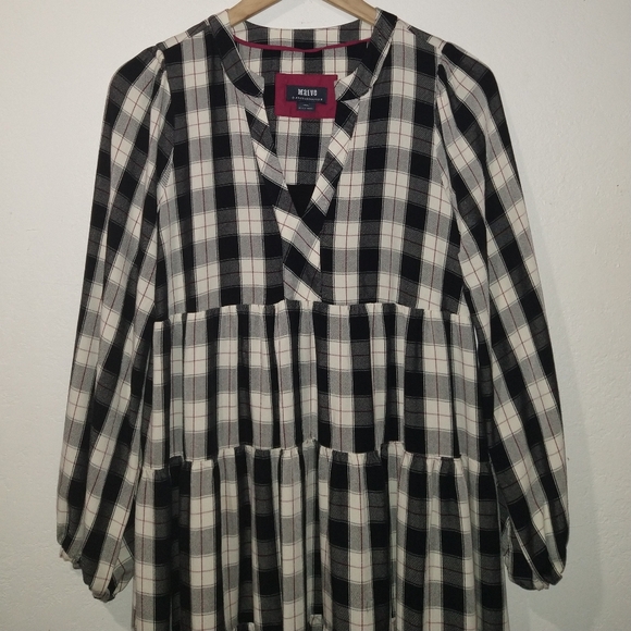 ANTHRO' MAEVE Amber Plaid Tiered Tunic Dress - Picture 5 of 9